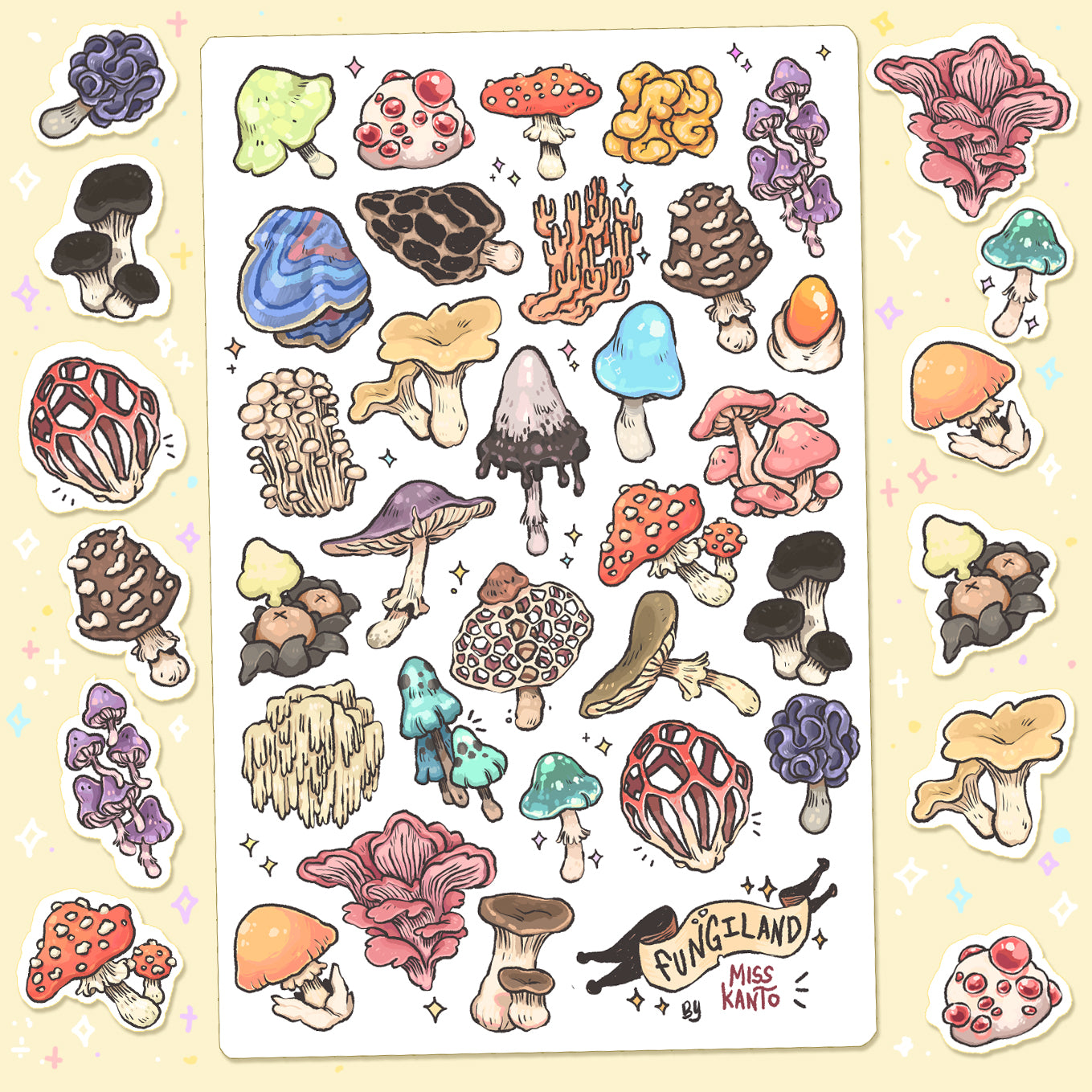 Fungiland-plantilla de stickers