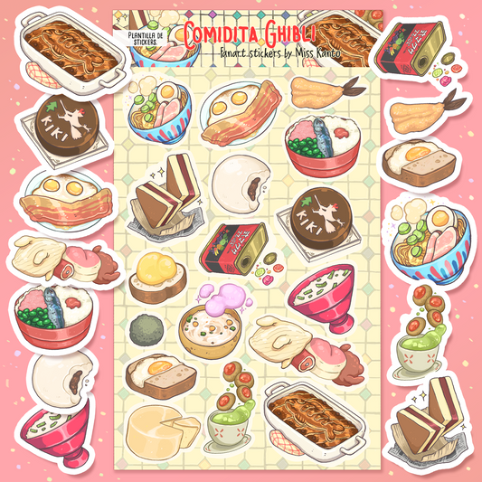 Comidita Ghibli-plantilla de stickers